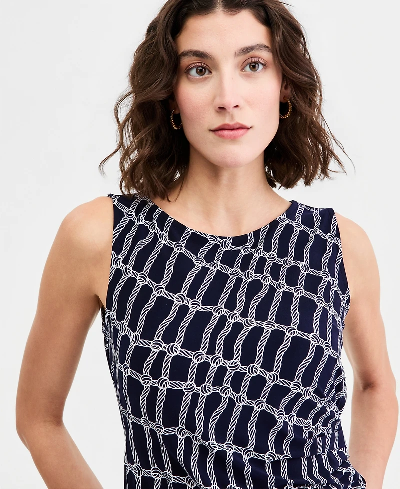 Jones New York Women's Sleeveless Scoop Neck Printed Jersey Top