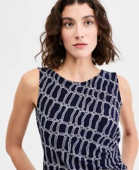Jones New York Women's Sleeveless Scoop Neck Printed Jersey Top