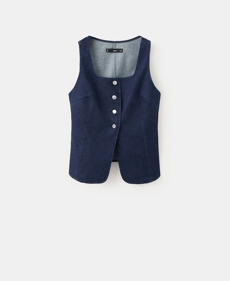 Mango Women's Buttoned Denim Top