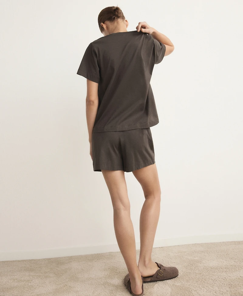 Mango Women's Cotton Two-Piece Short-Sleeved Pajamas