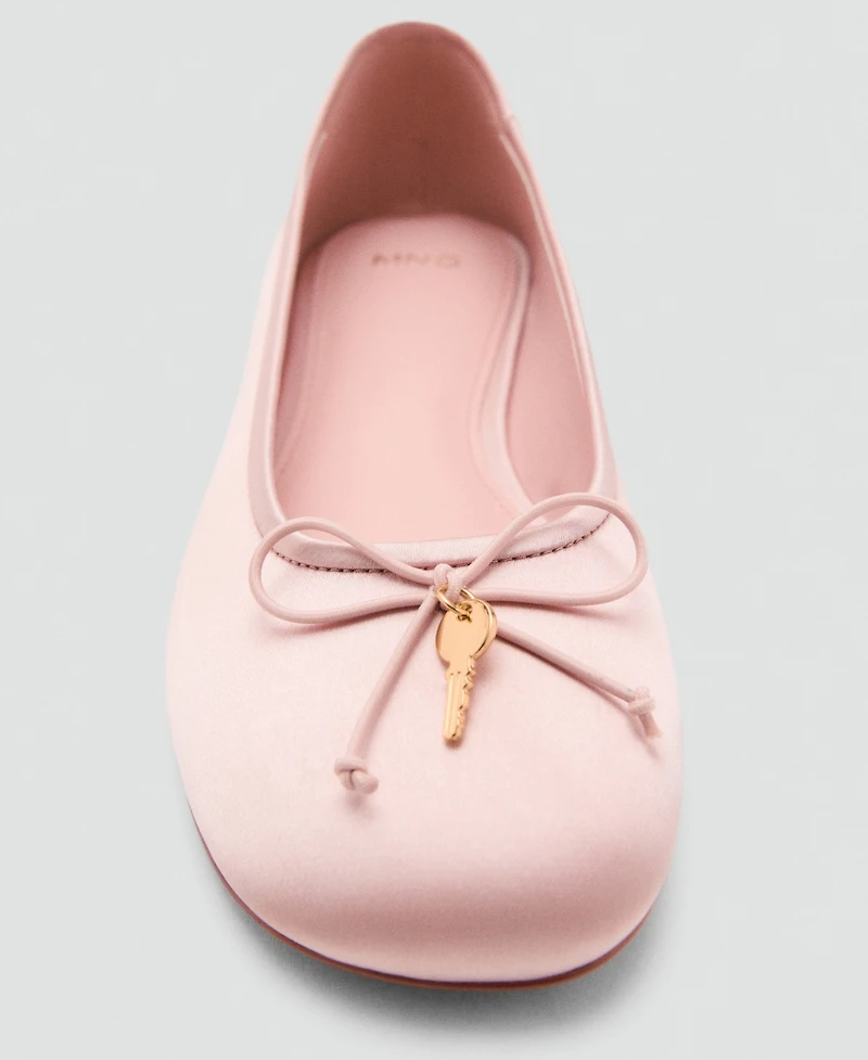 Mango Women's Bow And Charm Detail Ballet Flats