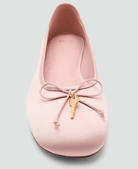 Mango Women's Bow And Charm Detail Ballet Flats