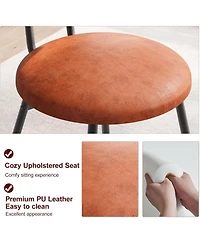 gaomon Set of 2 Rattan Dining Chairs, Modern Upholstered Kitchen Chairs with Solid Metal Legs, Thick Cushions, for Small Spaces