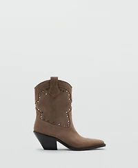 Mango Women's Studs Suede Ankle Boots