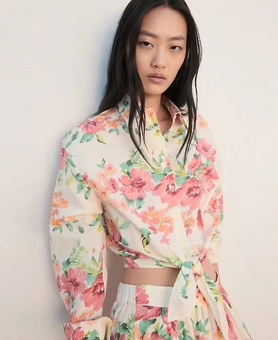 Mango Women's Floral Knot Shirt