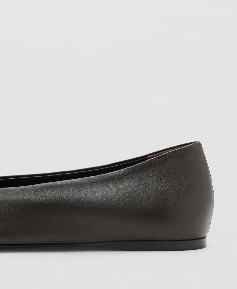 Mango Women's Flat Leather Pointed Toe Shoes