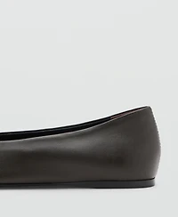 Mango Women's Flat Leather Pointed Toe Shoes