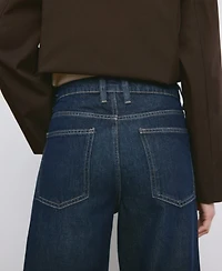 Mango Women's Turn-Up Hem Wide Leg Jeans