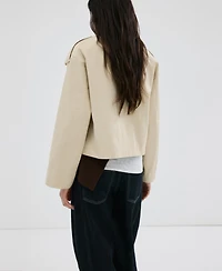 Mango Women's Funnel-Neck Cropped Trench Coat