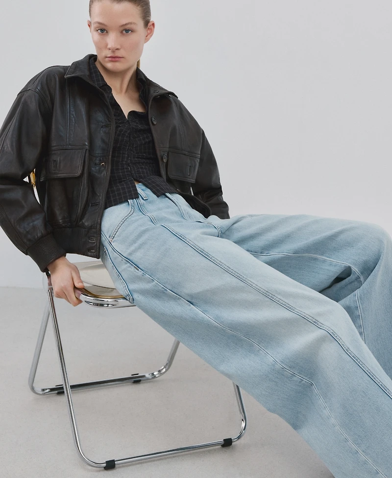 Mango Women's Seams Detail Balloon Jeans