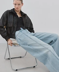 Mango Women's Seams Detail Balloon Jeans