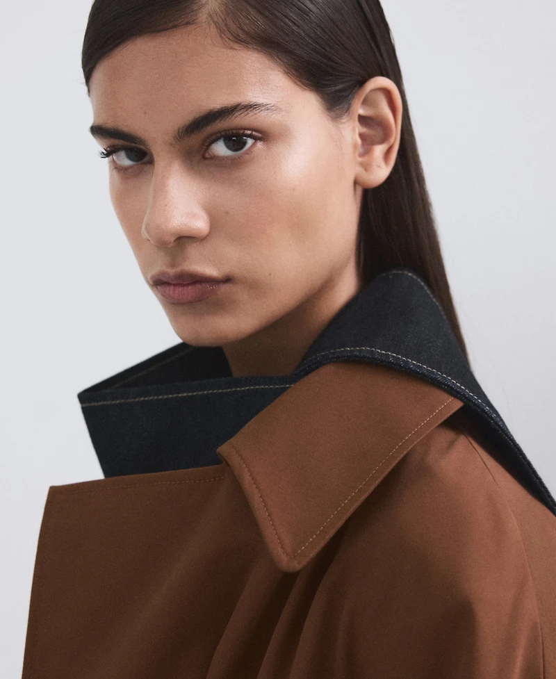 Mango Women's Long Double-Breasted Trench Coat