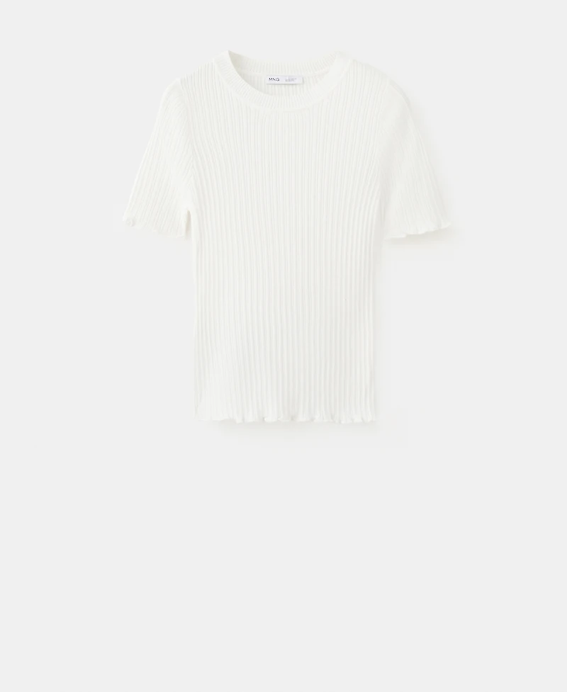Mango Women's Ribbed Knit T-Shirt