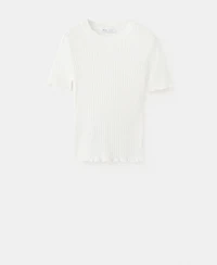 Mango Women's Ribbed Knit T-Shirt