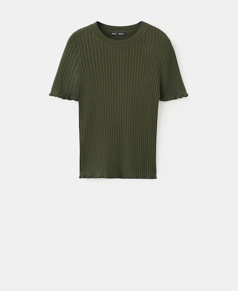 Mango Women's Ribbed Knit T-Shirt