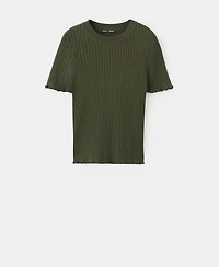 Mango Women's Ribbed Knit T-Shirt