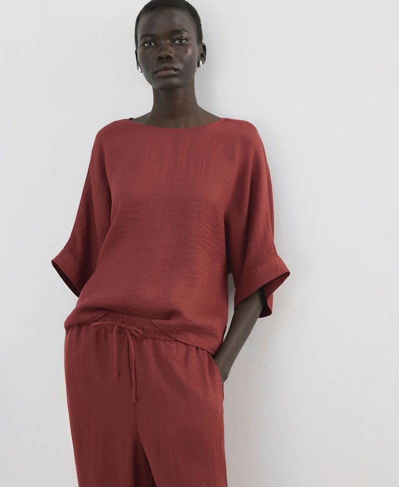 Mango Women's Three-Quarter-Sleeve Blouse