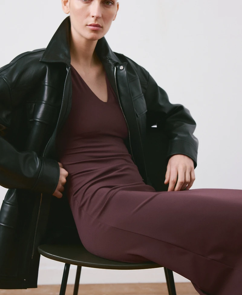 Mango Women's Fitted V-Neck Dress