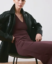 Mango Women's Fitted V-Neck Dress