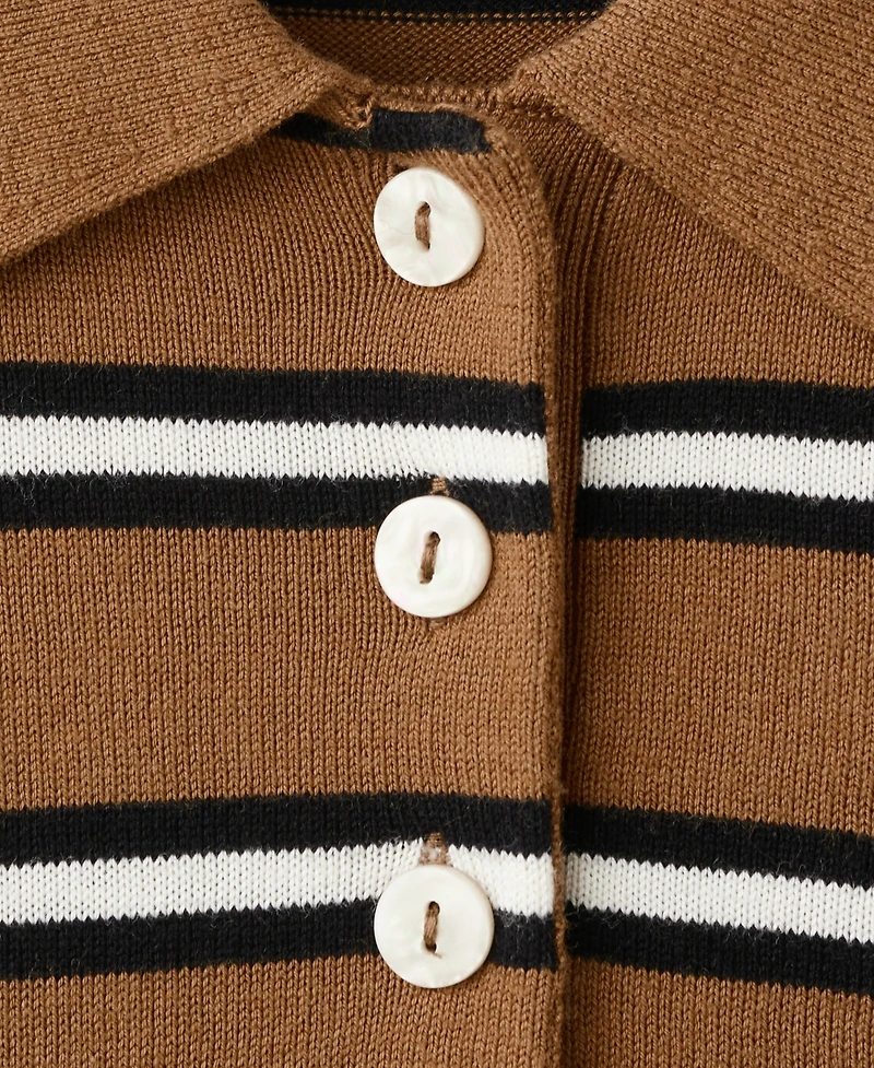 Mango Women's Striped Polo-Neck Sweater