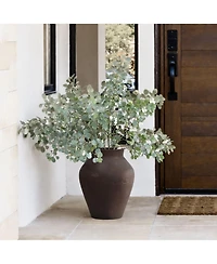 LuxenHome Rustic Earth Cement Vase, Antique Brown Finish, 15.75" H Decorative Accent for Floor and Tabletops