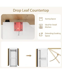 gaomon Folding Dining Table Drop Leaf Table for Small Spaces, Versatile Collapsible Dinner Kitchen Office Table with 2 Storage Racks