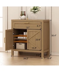 gaomon Buffet Sideboard Cabinet, Kitchen Storage with 1 Drawer and 2 Doors, Wood Coffee Bar with Adjustable Shelf