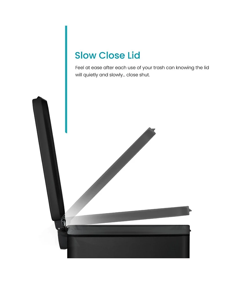 Home Zone Living 4 Gallon Slim Stainless Steel Kitchen Trash Can with Step Pedal and Soft Close Lid