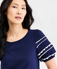 Jones New York Women's Elbow-Sleeve Crewneck Top