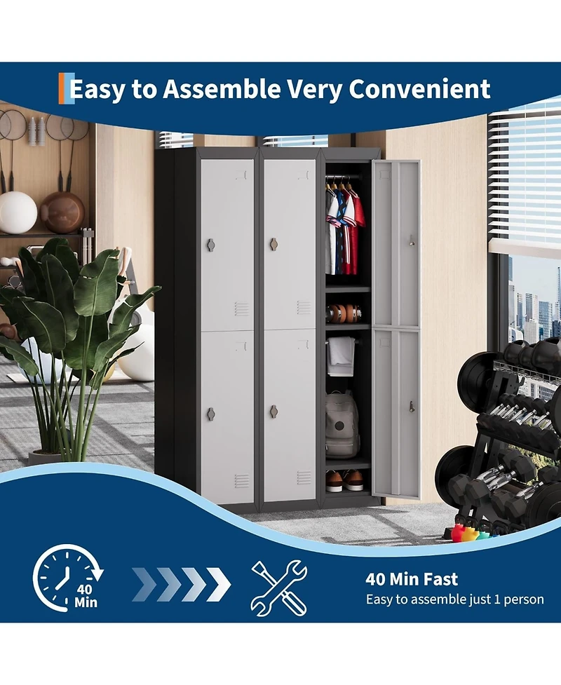 gaomon Metal Storage Cabinet with 2 Doors, Lockers for Employees Students with Shelves, Metal Storage Steel Locker for School Garage Office