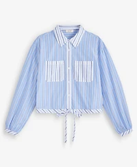 On 34th Women's Stripe Tie-Hem Long Sleeve Cropped Shirt, Macy's Exclusive