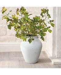 LuxenHome Antique White Cement Vase, 15.75" Tall, Decorative Accent for Floor and Tabletops