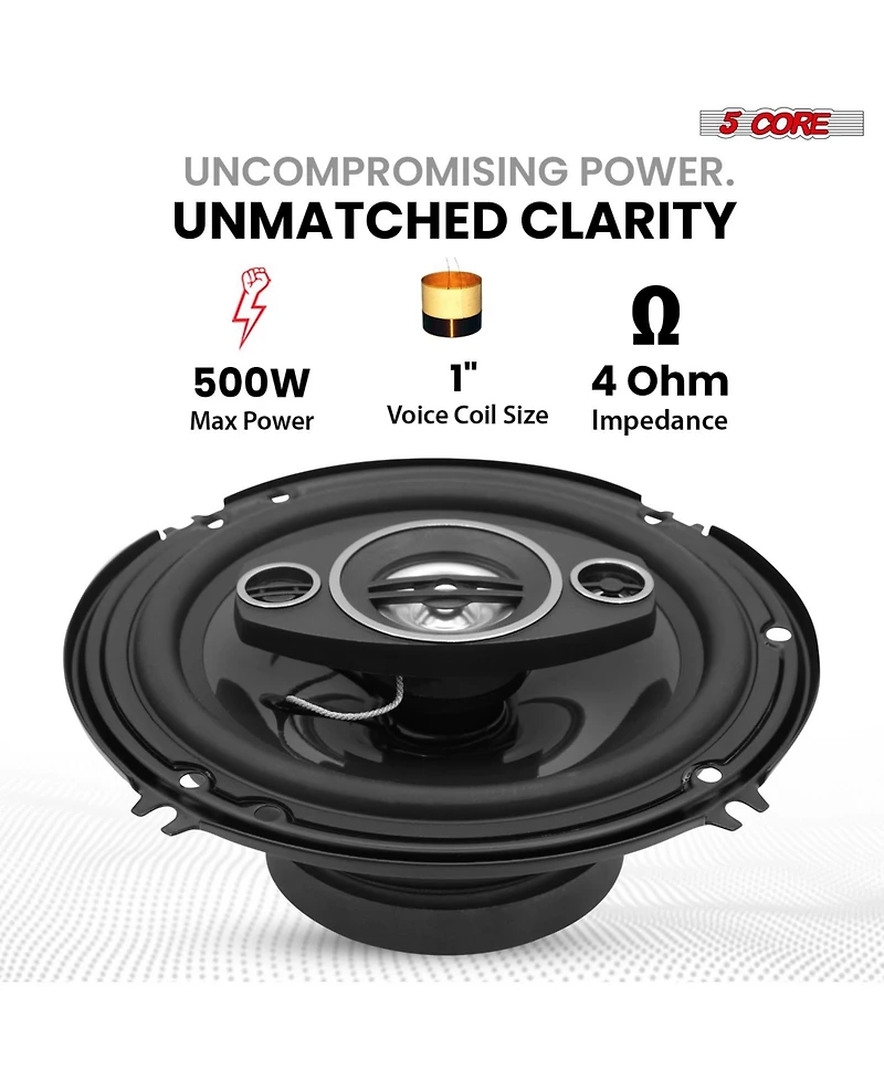 5Core Car Speaker 800Watt 4Pieces 4Ohm 4 Way Coaxial Speaker Audio with Super Tweeter Universal Fit