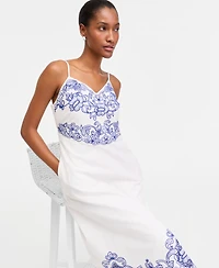 On 34th Women's Linen Blend Solid Cutwork Tank Midi Dress, Macy's Exclusive