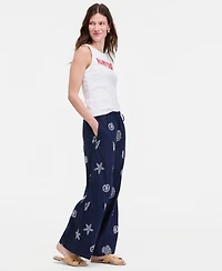 On 34th Women's Shoreline Embroidered Cotton Pull-On Pants, Macy's Exclusive