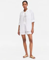 On 34th Women's Linen-Blend Relaxed Button-Down Shirt, Macy's Exclusive