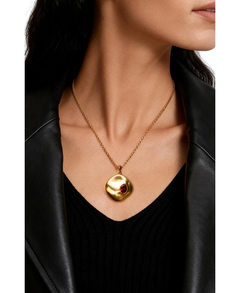 Retro Chic Garnet Pendant Necklace