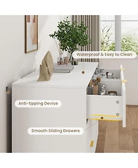 gaomon Fluted 6-Drawer Dresser, 39.4" Wide Modern Wooden Chest with Metal Handles, Clothes Storage Cabinet for Bedroom, Living Room, Hallway