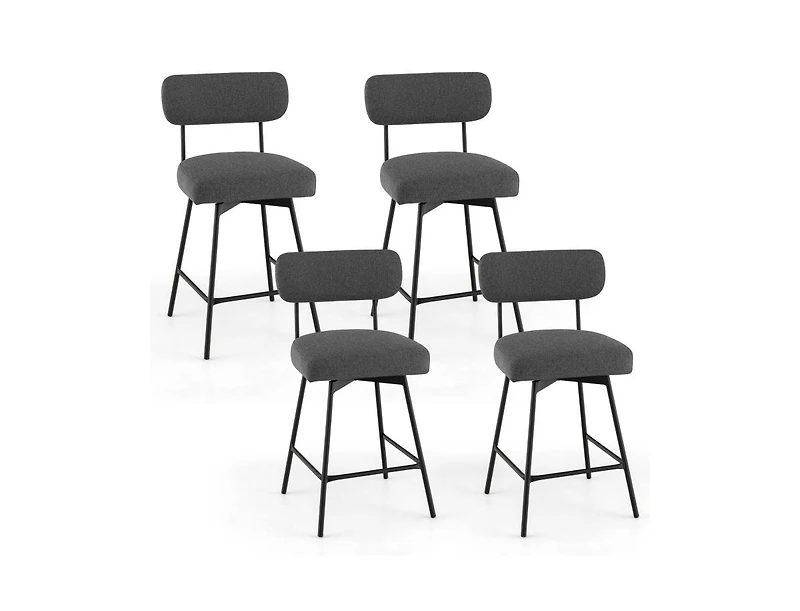Slickblue 25 Inch 2-Piece Modern Upholstered Bar Stools with Back and Footrests