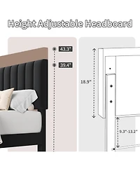 gaomon Velvet Upholstered Platform Bed Frame with Adjustable Tufted Headboard