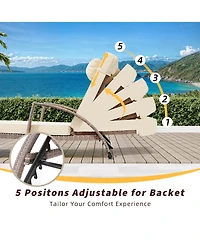 gaomon Patio Furniture Outdoor Wicker Chaise Lounge Chair with Arms