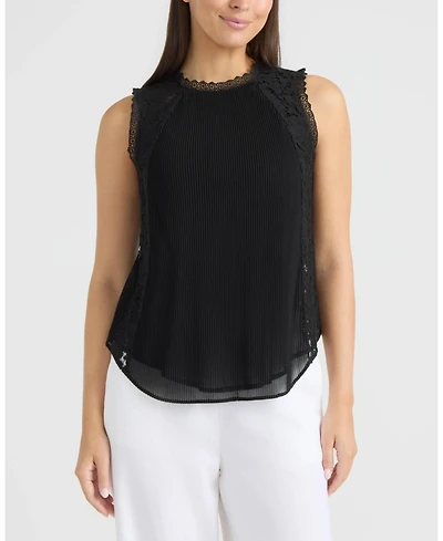 Ellen Tracy Women's Mix Media Top with Lace