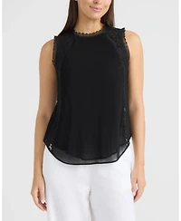Ellen Tracy Women's Mix Media Top with Lace