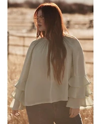 June & Vie Women's Ruffled Chiffon Blouse