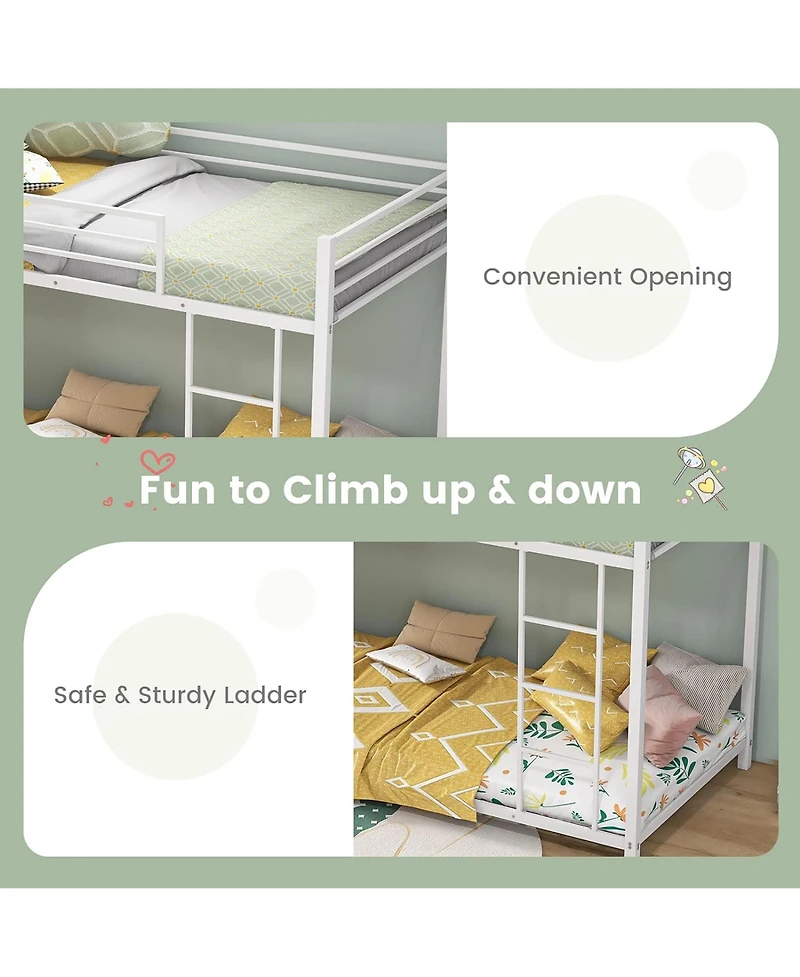 Gymax Twin Over Low Metal Bunk Bed with Ladder Guardrails for Teens Adults