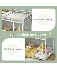 Gymax Twin Over Low Metal Bunk Bed with Ladder Guardrails for Teens Adults