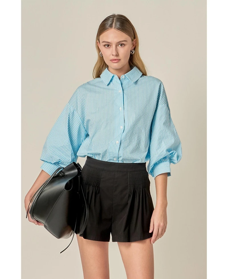 English Factory Women's Striped Button Down Shirt