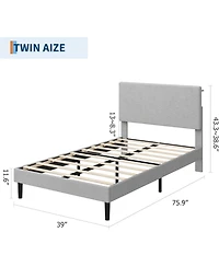 gaomon Bed Frame with Usb Charging Station, Corduroy Upholstered Platform Bed Frame with Adjustable Storage Headboard
