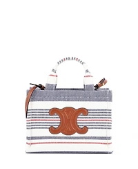 Pre-Owned Celine Small Cabas Thais Tote Triomphe Striped Canvas