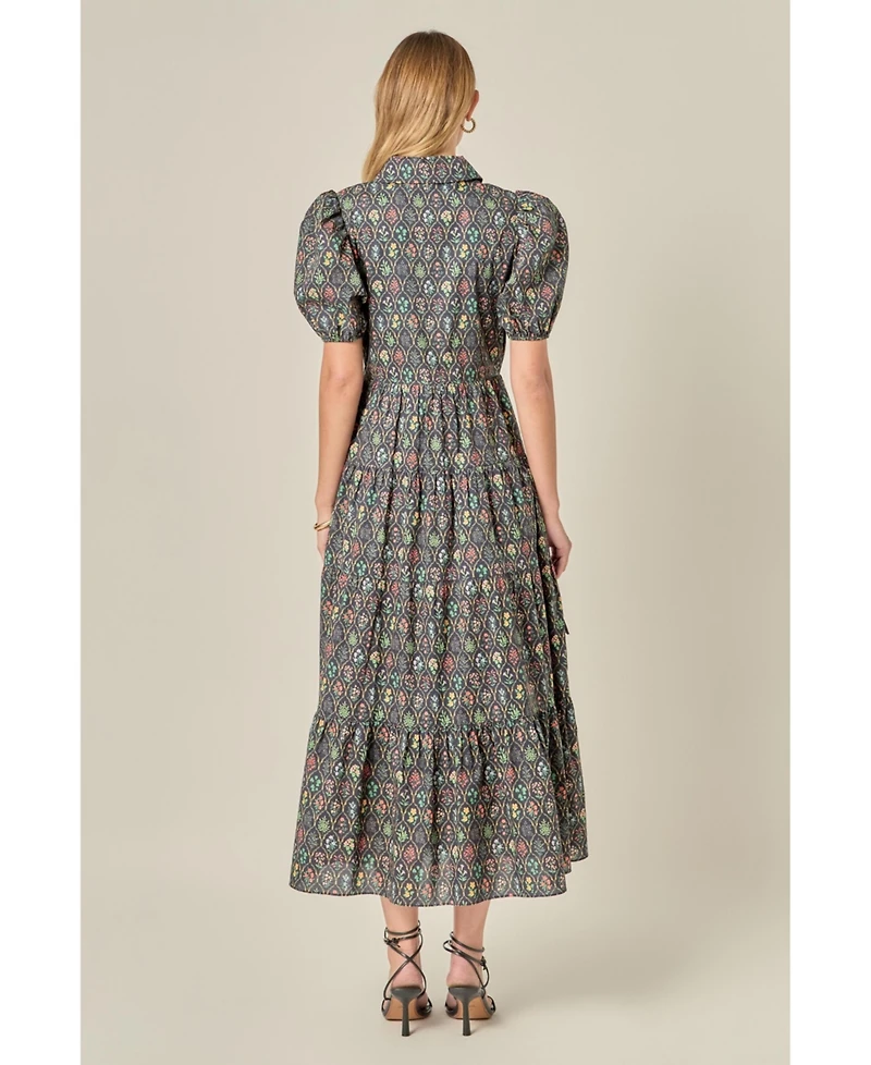 English Factory Women's Print Button Up Maxi Dress